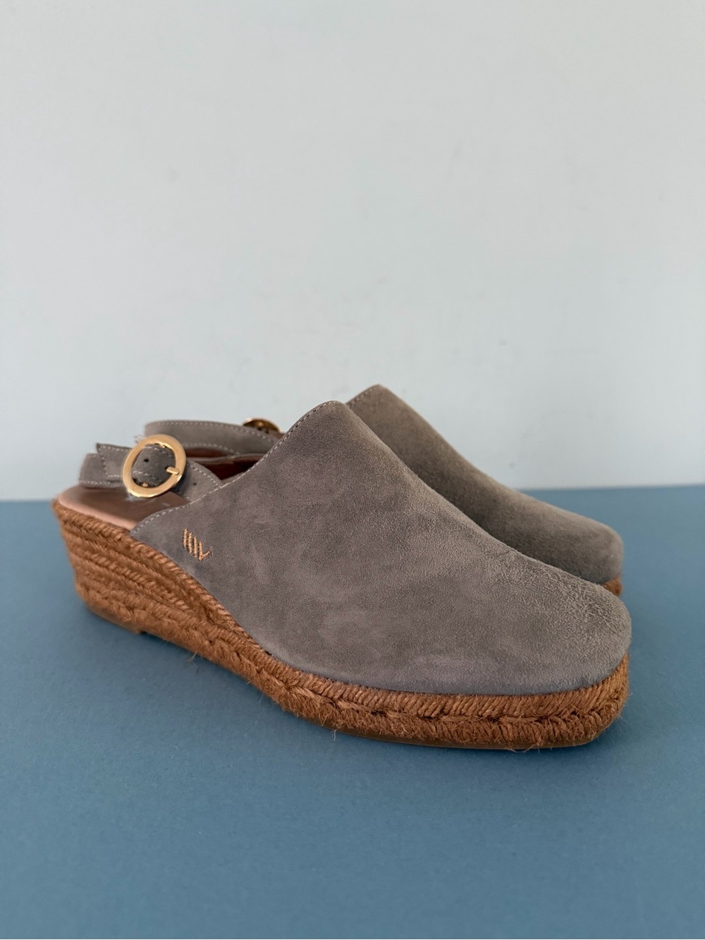 Viscata Barcelona Salionca Gray Suede Espadrille Sling Back Sandals